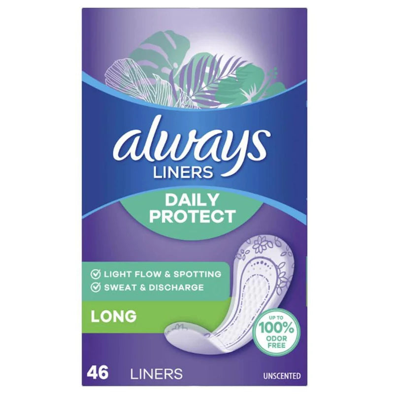 Always Daily Protect Pantyliners – Long Absorbency, 46 Count