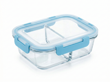 34oz Glass Meal Prep Container with 2 Compartments – Airtight Leakproof Lid, BPA-Free, Microwave & Freezer Safe