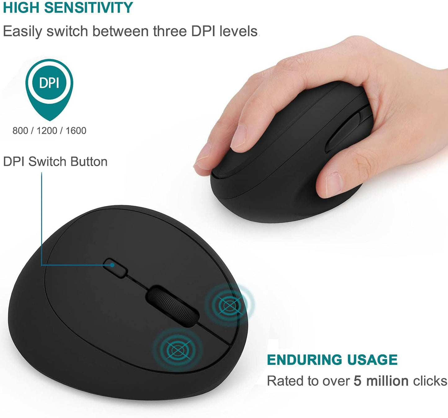 Jelly Comb Ergonomic Vertical Wireless Mouse – Comfortable, Anti-Strain Computer Mouse