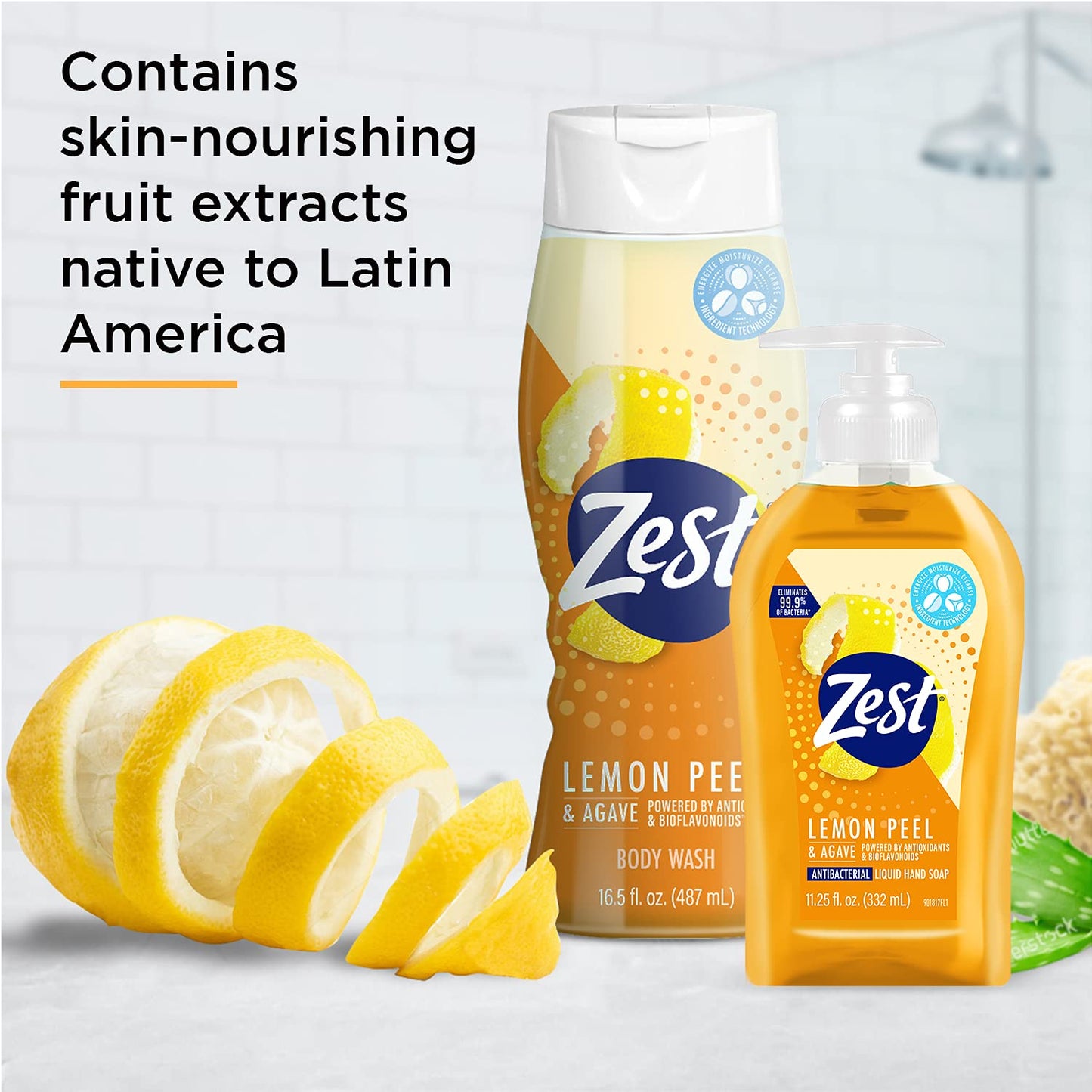 Zest Lemon Peel and Agave Liquid Hand Soap - Invigorating and Energizing Ingredients Refresh, Moisturize and Soothe your Skin - 11.25 Fl Oz