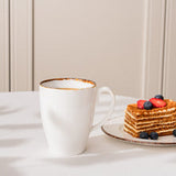 Porcelain Coffee Mug Set of 4. Cups for Tea, Cappuccino, Latte, Chocolate, Hot or Cold Drinks. Porcelain Coffee Cups with Big Handle 12.5 oz. Microwave, Oven, and Dishwasher Safe, Scratch Resistant