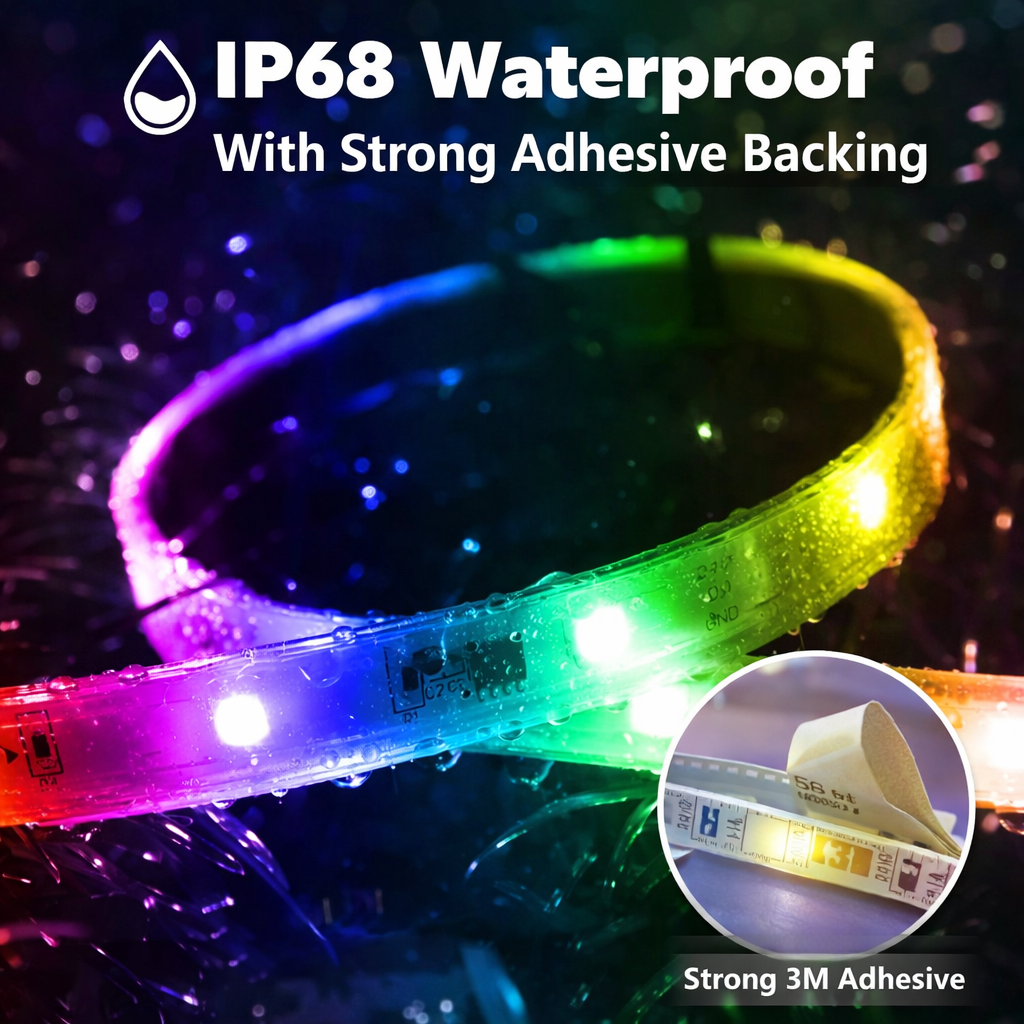 FBZ 120m Outdoor LED Strip Lights Waterproof Music Sync RGB Exterior Rope Lights 400ft
