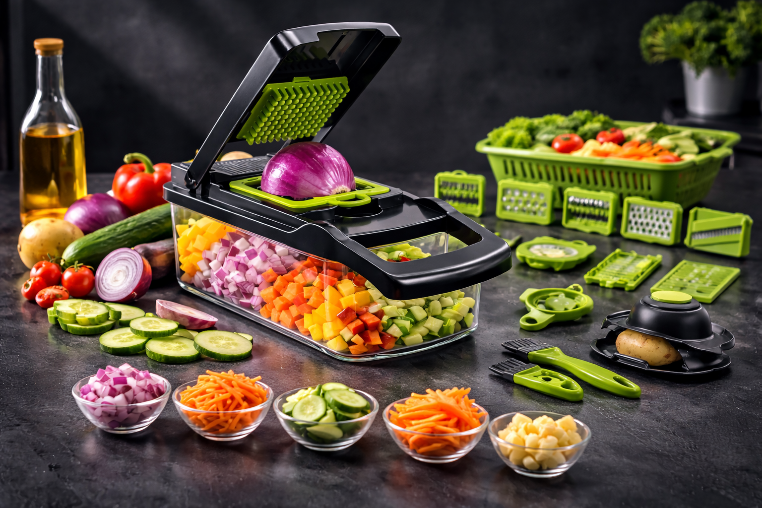 16-Piece Vegetable Cutter and Slicer Set Multi-Function Kitchen Chopper