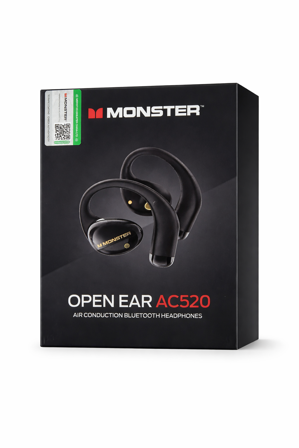 Monster Open Ear AC520 Bluetooth Wireless Headphones (BLACK) 14.2mm Drivers 30H Total Playtime IPX5 Sweatproof
