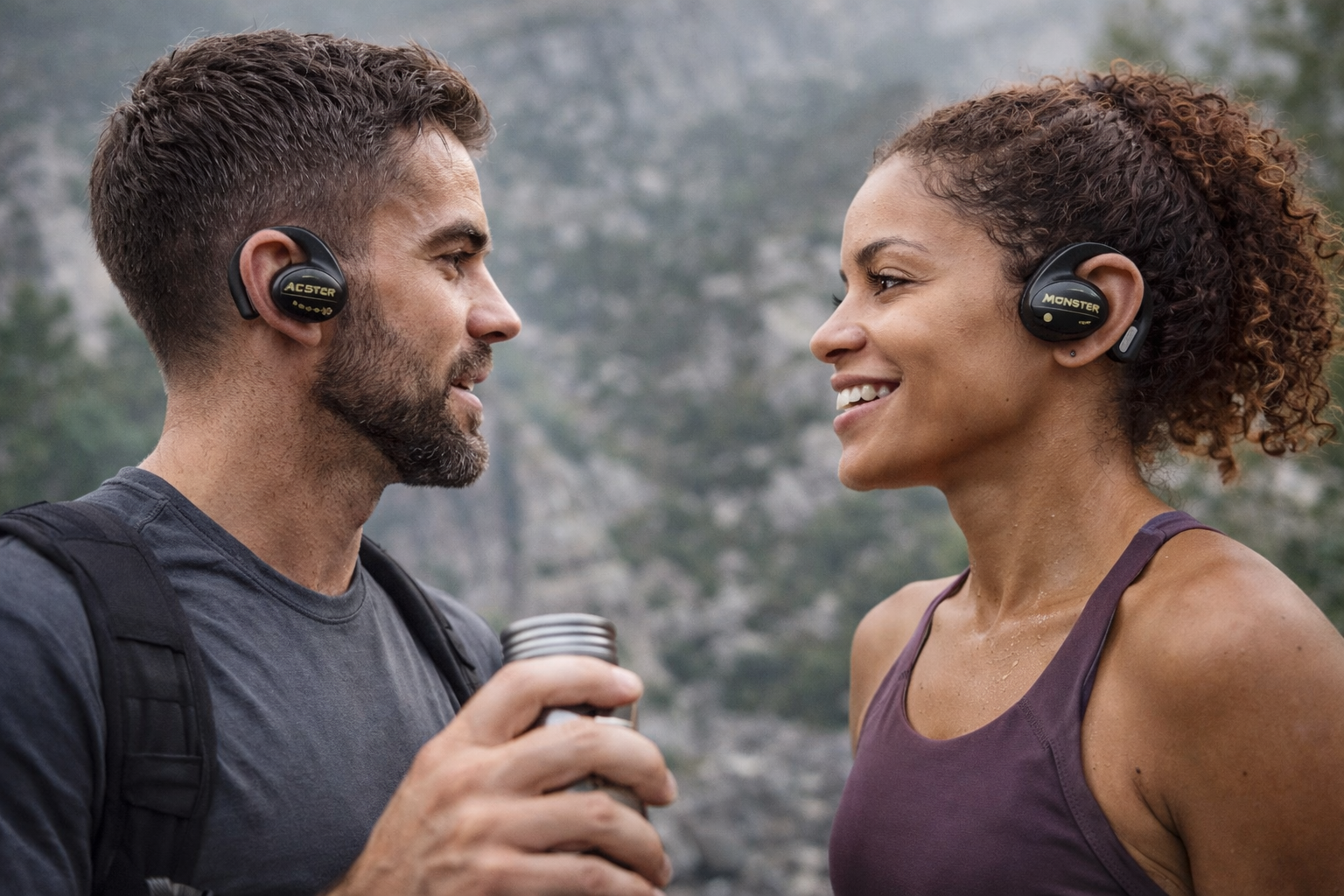 Monster Open Ear AC520 Bluetooth Wireless Headphones (BLACK) 14.2mm Drivers 30H Total Playtime IPX5 Sweatproof