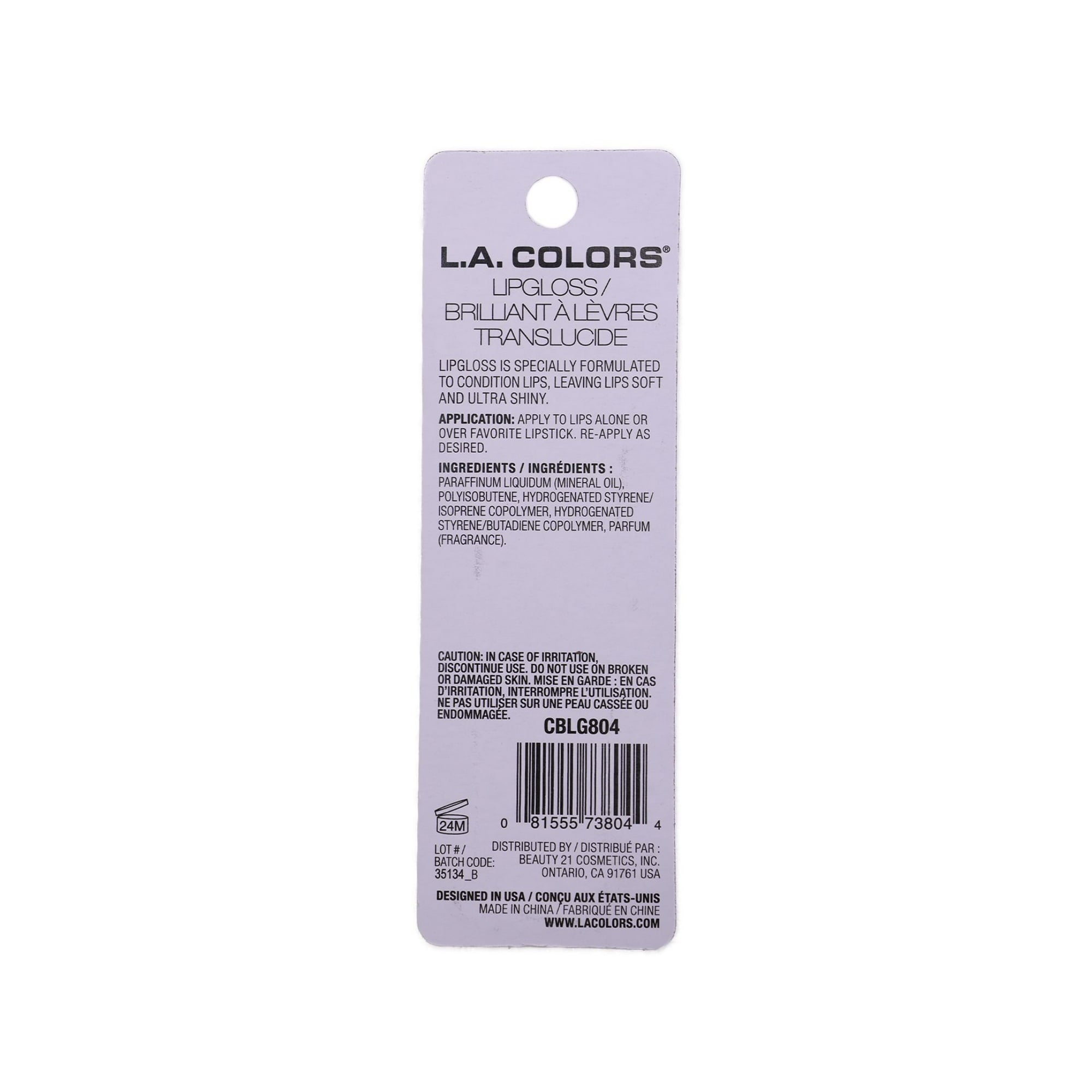 L.A. COLORS Glossy Lips Hydrating & Nourishing Highshine Sheer Tube Lip Gloss
