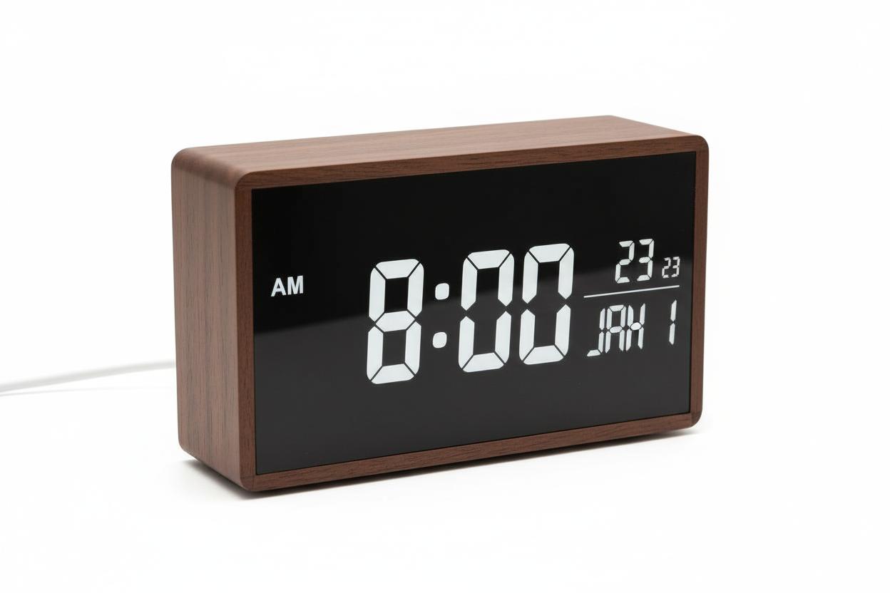 Meross Wooden Digital Alarm Clock - USB Powered with 3 Alarm Settings