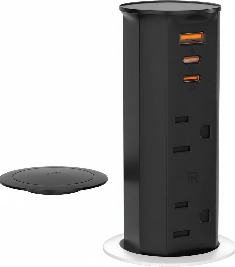 Annquan 2 Inch Space Saver Pop Up Countertop Outlet with PD20W USB Ports and Dual AC Outlets