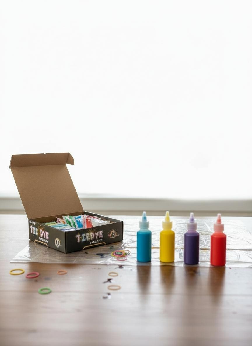 8 Colour Tie Dye Kit All-In-One Fabric Dye Set with Bottles Gloves Rubber Bands DIY Shirt Craft Kit