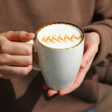 Porcelain Coffee Mug Set of 4. Cups for Tea, Cappuccino, Latte, Chocolate, Hot or Cold Drinks. Porcelain Coffee Cups with Big Handle 12.5 oz. Microwave, Oven, and Dishwasher Safe, Scratch Resistant