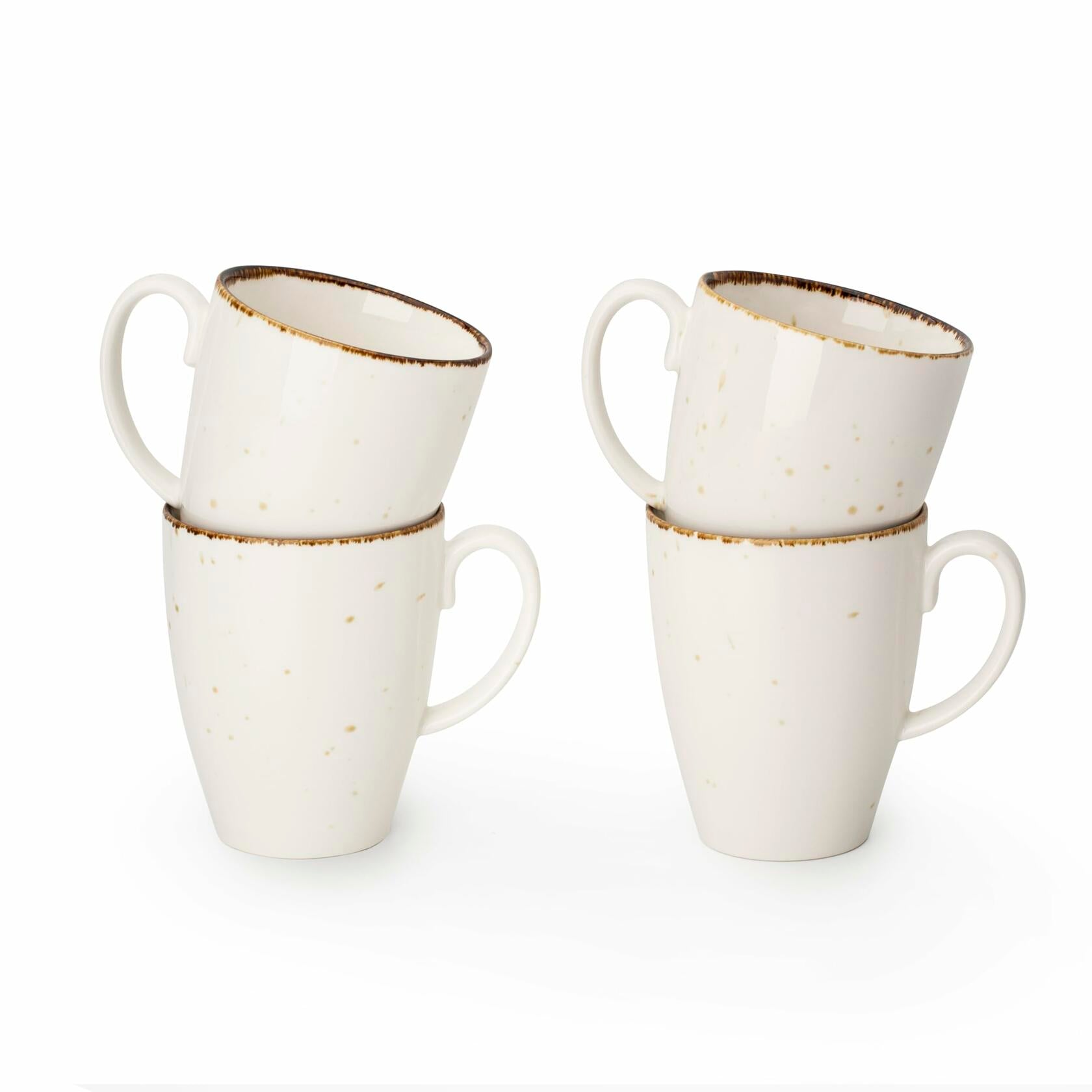 Porcelain Coffee Mug Set of 4. Cups for Tea, Cappuccino, Latte, Chocolate, Hot or Cold Drinks. Porcelain Coffee Cups with Big Handle 12.5 oz. Microwave, Oven, and Dishwasher Safe, Scratch Resistant