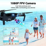 Drones with Camera for Adults Kids, Foldable RC Quadcopter, Helicopter Toys, 1080P FPV Video Drone for Beginners, 2 Batteries, Carrying Case, One Key Start, Altitude Hold,Headless Mode,3D Flips