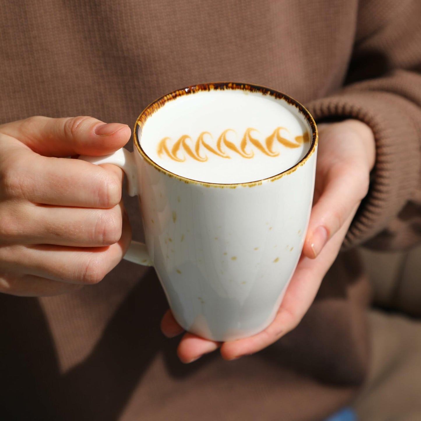 Porcelain Coffee Mug Set of 4. Cups for Tea, Cappuccino, Latte, Chocolate, Hot or Cold Drinks. Porcelain Coffee Cups with Big Handle 12.5 oz. Microwave, Oven, and Dishwasher Safe, Scratch Resistant